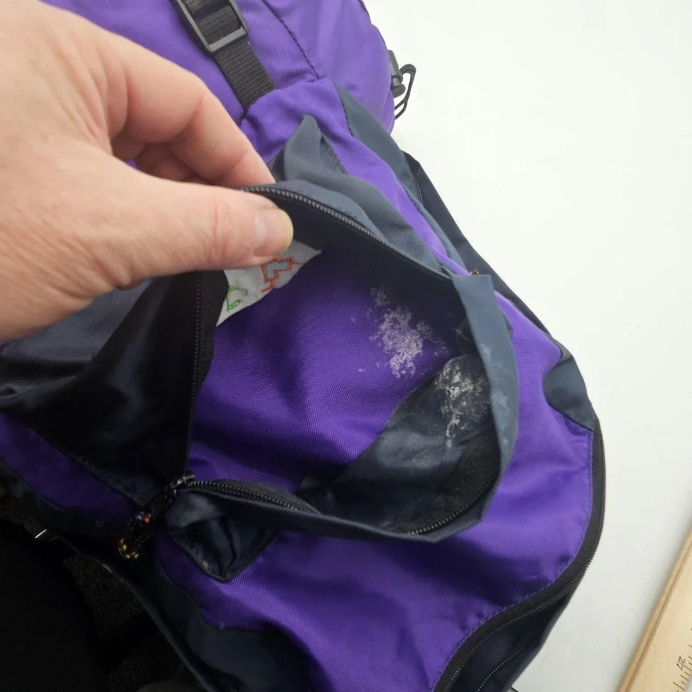 Vintage Kids Sleeping Bag‎ Small Backpack Carrier Purple Stick Figure Camping
